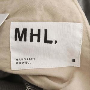 MHL. ワイドパンツ 千鳥格子 ウール混 3 黒 ブラック 白 ホワイト