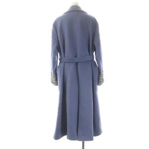 BORDERS at BALCONY ベルテッドコート チェスター ロング アウター ダブル ウール カシミヤ 36 ブルー
