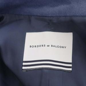 BORDERS at BALCONY ベルテッドコート チェスター ロング アウター ダブル ウール カシミヤ 36 ブルー