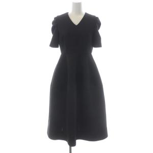 CELFORD 23SS ポンチフレアワンピース ロング 半袖 パフスリーブ 34 黒 ブラック