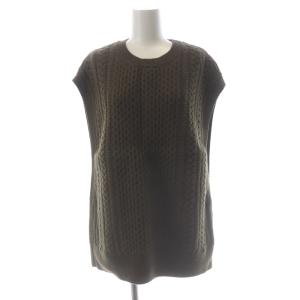 ケーブル ニットベスト プルオーバー ダークブラウン