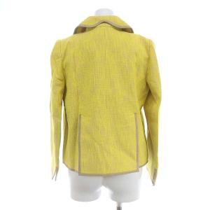 CARVEN ツイード ジャケット ブレザー ダブル コットン 38 M 黄 イエロー ベージュ