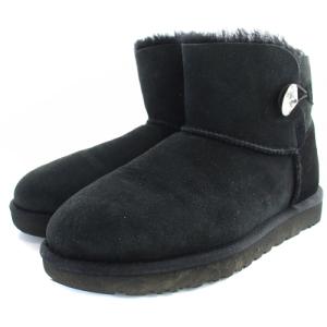 UGG australia ミニベイリーボタン ブリング ムートンブーツ ショート 26cm 黒 ブラック 1016554