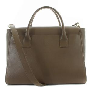 FURLA メトロポリス サッチェル ハンドバッグ ショルダーバッグ 2way レザー ロゴ 茶色 ブラウン