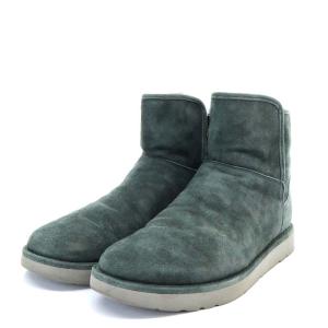 UGG australia アブリー ミニ ABREE MINI ムートンブーツ ショート フラット サイドジップ スエード US8 25cm 緑色 グリーン