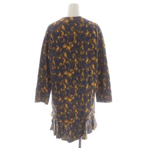 TOGA PULLA Marble print dress ワンピース 膝丈 長袖 マーブルプリント 切替 36 ダークパープル オレンジ