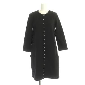 スナップボタン ロングカーディガン 裏起毛 長袖 T2 黒 ブラック