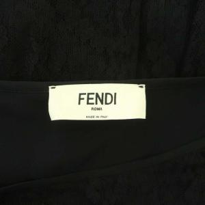 FENDI レーススカート タック フレア ロング 42 ブラック FQ7167