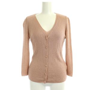 ラメ アンサンブル カーディガン ニット 長袖 Vネック カットソー 半袖 38 ピンク