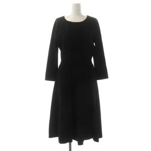 レースニットワンピース 長袖 ロング 38 黒 ブラック
