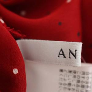 ANAYI ドット柄シャツワンピース ロング 長袖 バンドカラー 38 赤 黒 白