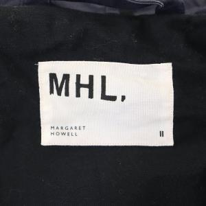 MHL. WASHED WAXED COTTON ダッフルコート ロング 2 紺 ネイビー