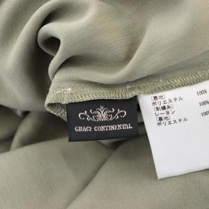 GRACE CONTINENTAL ドットシフォンフラワーワンピース ロング 半袖 刺繍 36 カーキ マルチカラー