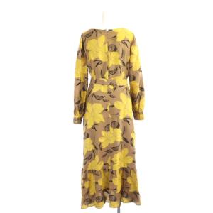 Diagram GRACE CONTINENTAL カシュクールカットジャガードワンピース ロング 花柄 長袖 36 ライトブラウン マスタードイエロー