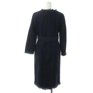 Diagram GRACE CONTINENTAL デニムフリンジワンピース ロング 長袖 Iライン コットン 38 紺 ネイビー