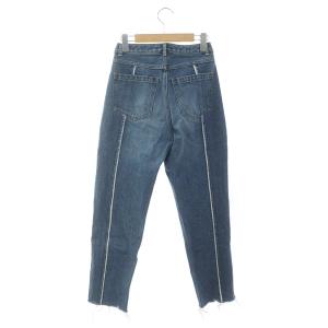 GRACE CONTINENTAL フロントタックデニムパンツ ジーンズ テーパード カットオフ ボタンフライ ハイウエスト 36 青 ブルー