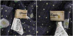 franche lippée ドットマーガレットワンピース ロング 半袖 M 紺 黄 白