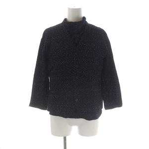 近年モデル アンサンブル カーディガン カットソー 七分袖 半袖 フレンチスリーブ スクエアドット M 黒 白 グレー