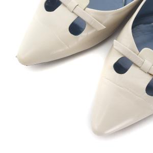 MARC JACOBS フラットシューズ パンプス レザー ポインテッドトゥ バックストラップ リボン 36.5 23.5cm グレー