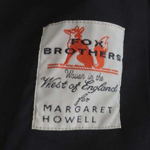 MARGARET HOWELL × フォックスブラザーズ FOX BROTHERS 21AW ウールパンツ テーパード ストライプ ボタンフライ S 黒 ブラック