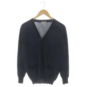 JOHN SMEDLEY ニット カーディガン 前開き ウール M 紺 ネイビー