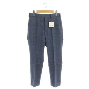 21S1S パンツ テーパード チェック ジッパーフライ ウール XS 青 黒 赤
