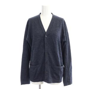 × JOHN SMEDLEY ウールニット カーディガン 長袖 Vネック M 紺 ネイビー