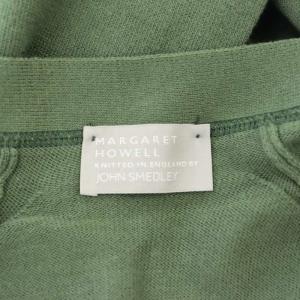 MARGARET HOWELL × JOHN SMEDLEY コットンニット カーディガン 長袖 Vネック M スモークグリーン