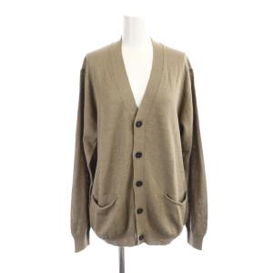 シルク混 カーディガン 長袖 Vネック リネン M 茶色 ブラウン