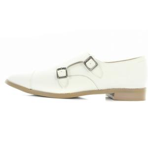 MARGARET HOWELL idea ダブルモンクストラップシューズ ローファー レザー 24cm 白 ホワイト