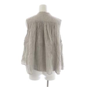 nest Robe バックギャザーダブル水撚りリネン先染めシェフブラウス ノースリーブ ダブル F グレージュ