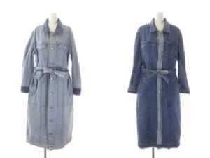 2WAY REVERSIBLE DENIM COAT リバーシブル スプリングコート デニム ステンカラー ロング リボンベルト付き