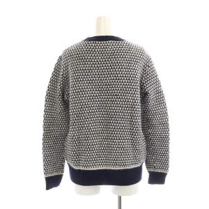 Deuxieme Classe クルーネック ウール ニット セーター 長袖 プルオーバー 紺 ネイビー 白 ホワイト