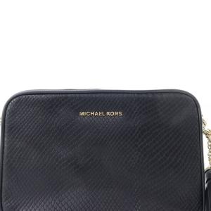 MICHAEL KORS 型押し タッセル レザー ショルダーバッグ ロゴ 黒 ブラック