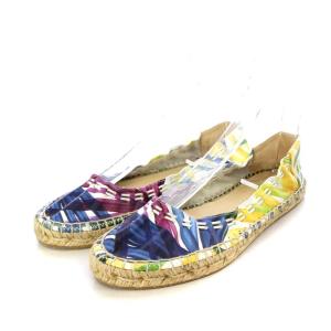 フラットシューズ エスパドリーユ 総柄 36.5 23.5cm マルチカラー