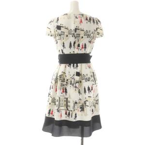 M'S GRACY ワンピース ひざ丈 半袖 タウン柄 36 アイボリー
