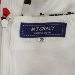 M'S GRACY ワンピース ひざ丈 半袖 タウン柄 36 アイボリー