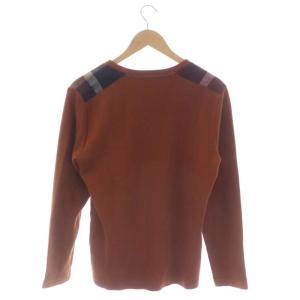 BLACK LABEL CRESTBRIDGE チェック柄クルーネックセーター ニット 長袖 ウール混 M オレンジブラウン マルチカラー