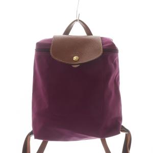 ル プリアージュ リュックサック デイパック ナイロン レザー ロゴ チャーム ダリア 紫 パープル 1699-089