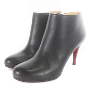 Christian Louboutin BELLE 85 ジップアップ レザー ショートブーツ ブーティ ピンヒール 37 24cm 黒 ブラック