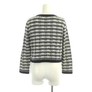 ANAYI ツイード カーディガン ジャケット ニット 長袖 リネン 38 紺 白 黒