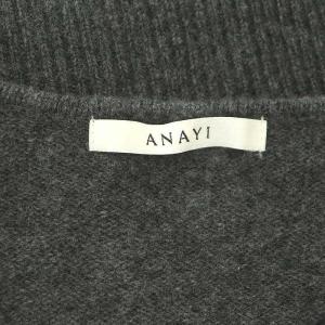 ANAYI Vネック ビジュー ウール カシミヤ混 ニット セーター 長袖 36 グレー 黒 ブラック