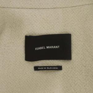 ISABEL MARANT ノーカラーコート アウター ロング ハラコ切り替え 総裏地 ウール 34 ライトベージュ
