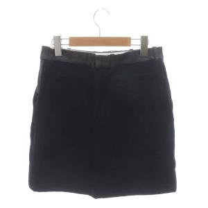 CELINE フィービー期ウールスカート ミニ タイト 36 紺 ネイビー 黒 ブラック