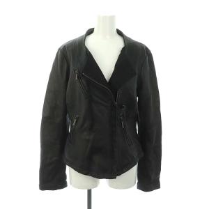 レザージャケット ライダース ラムレザー シープスキン ダブル USA 6 黒 ブラック