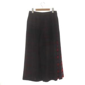 ISSEY MIYAKE 13AW マルチボーダー切替ワイドパンツ スカンツ タック 1 黒 ブラック マルチカラー IM33FF601