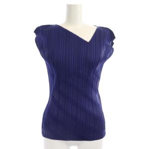 イッセイミヤケ ISSEI MIYAKE 16SS プリーツノースリーブトップス カットソー ポリエステル 3 青 ブルー