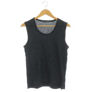 17SS プリーツノースリーブカットソー タンクトップ 1 紺 ネイビー