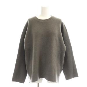 FLANNEL クルーネックニット セーター プルオーバー サイドスリット テールカット ウール グレー
