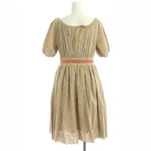 mina perhonen crystal 刺繍 半袖 ワンピース ミモレ ロング コットン 1 ベージュ ミントグリーンピンク